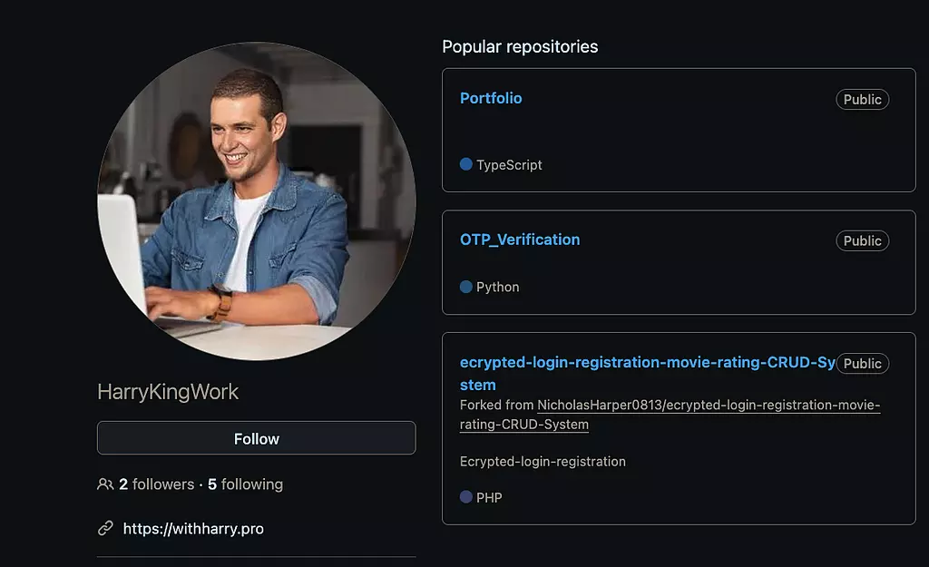 پروفایل مهاجم در گیتهاب