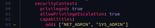 استفاده از capability خطرناک SYS_ADMIN و حالت privileged در تعریف pod